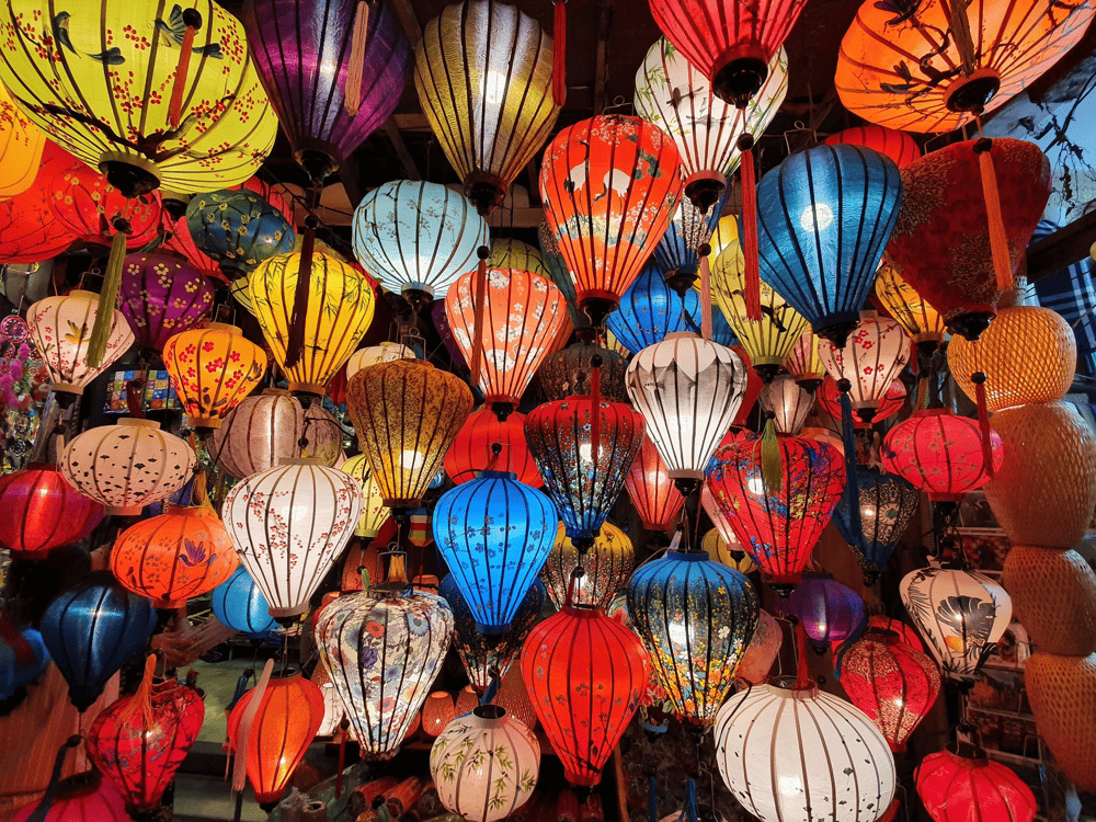 You can take a picture at lantern shops in Hoi An